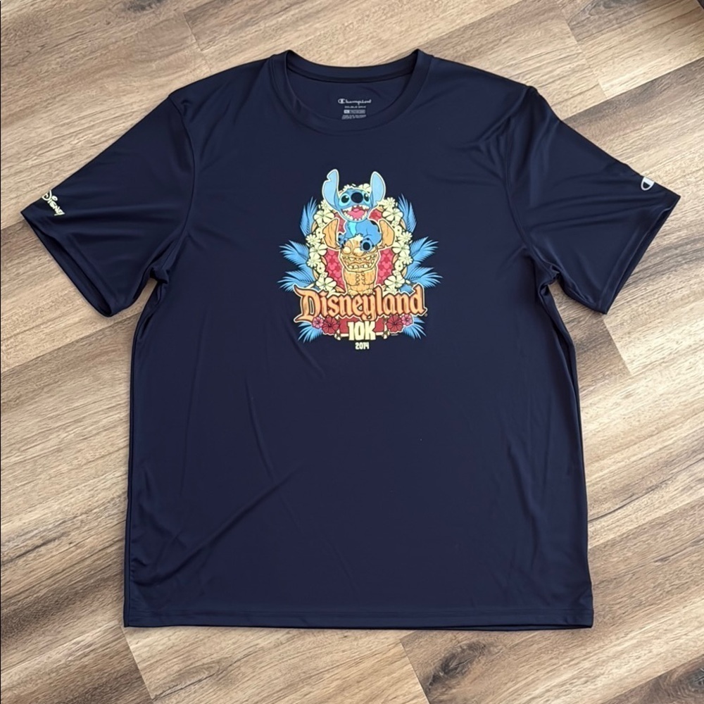 RunDisney Champion Disneyland 10K Stirch Blue Race Tee Navy Blue XL